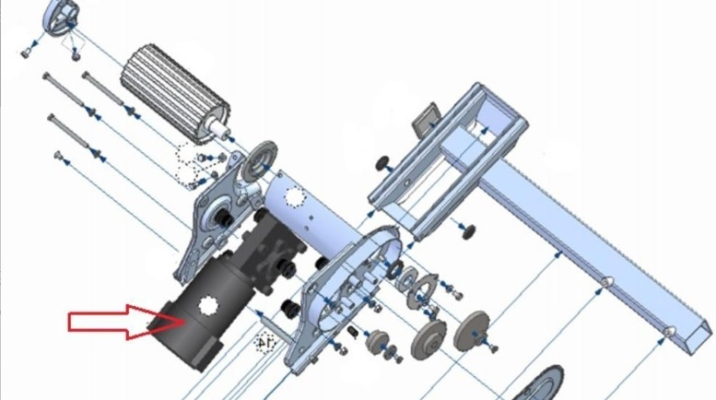 P1mover 550500142 4P Moteur avec boite de vitesse droite Utiliseepour P1 Manual P1 Automatic